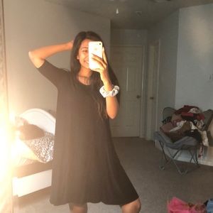 Plain black swing dress